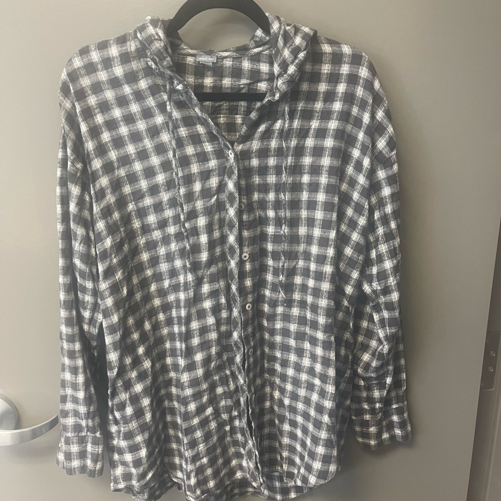 Aerie Plaid Shirt in Black and White